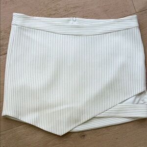 Mason White Pinstriped Asymmetrical Mini Skirt